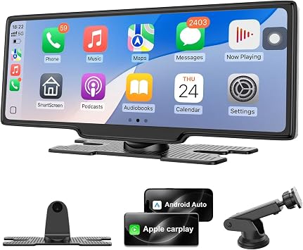 Wireless Carplay Screen for Car, 10.26" Apple Car Play & Android Auto Screen, Car Tablet, Audio Receivers Touchscreen with GPS Navigation/Mirror Link/Siri/FM No Front & Rear Cameras