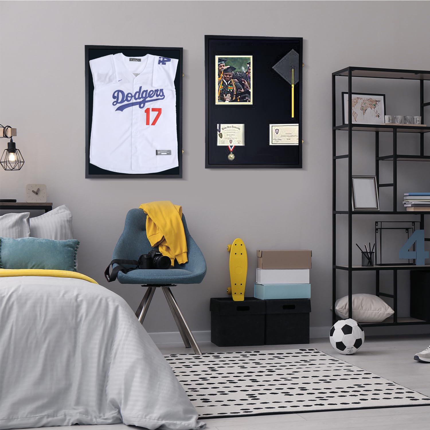 Vitrina con Marco de Jersey para Enmarcar Camisetas, Caja de Sombra de 20 x 30 Pulgadas con 98% Acrílico de Protección UV y Colgador para Béisbol, Baloncesto, Fútbol, Hockey