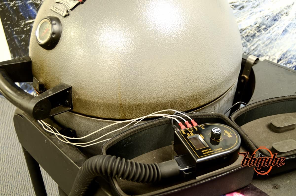 TempMaster Automatic BBQ Smoker Temperature Controller, Free Grill Adapter, Carry Case and Smartphone App, for Big Green Egg 15" Akorn Jr Pit Boss Blaze Primo Small Vent Ceramic Kamado