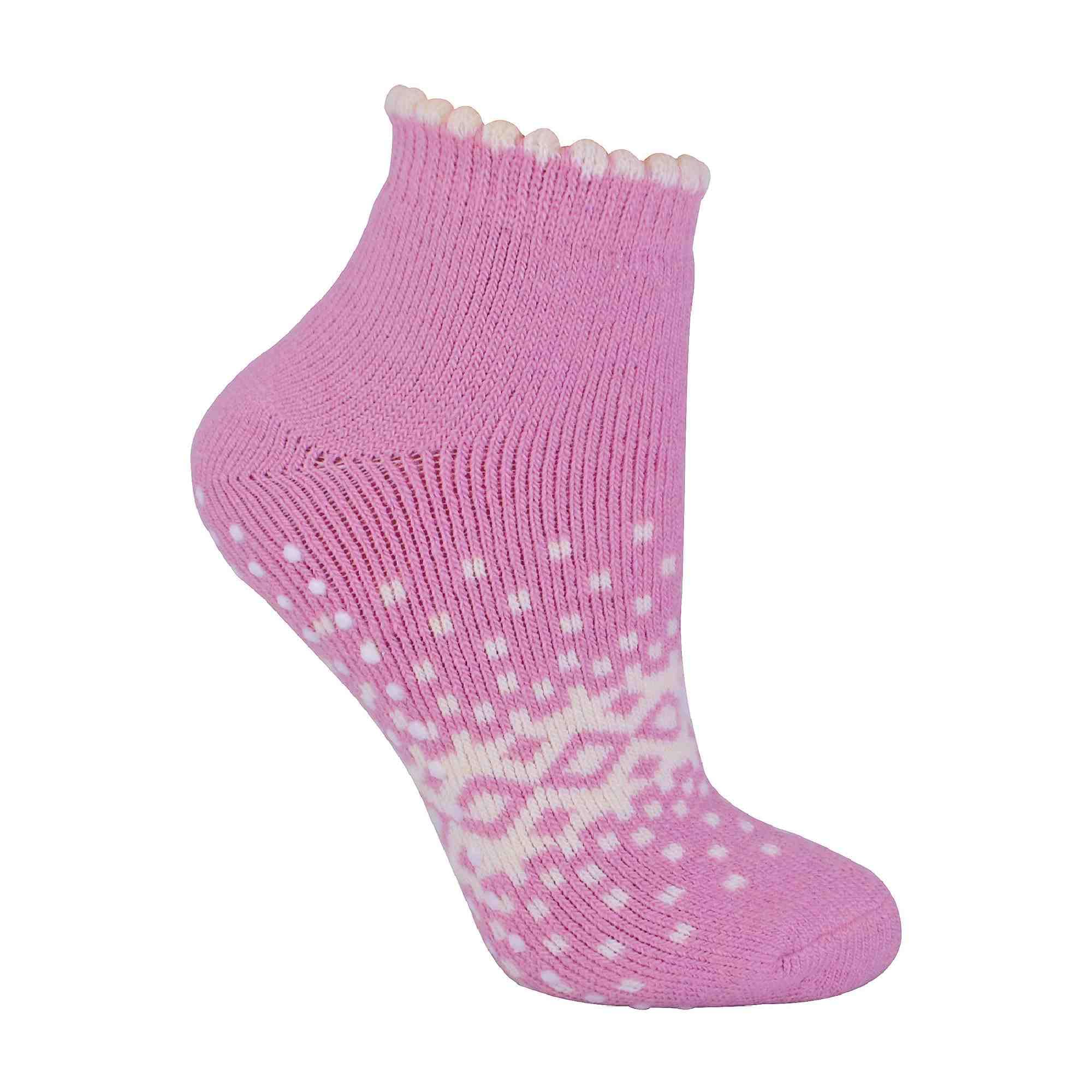 Sock Snob - Ladies/Womens Thermal Low Cut Wool Non Slip Ankle Slipper Socks