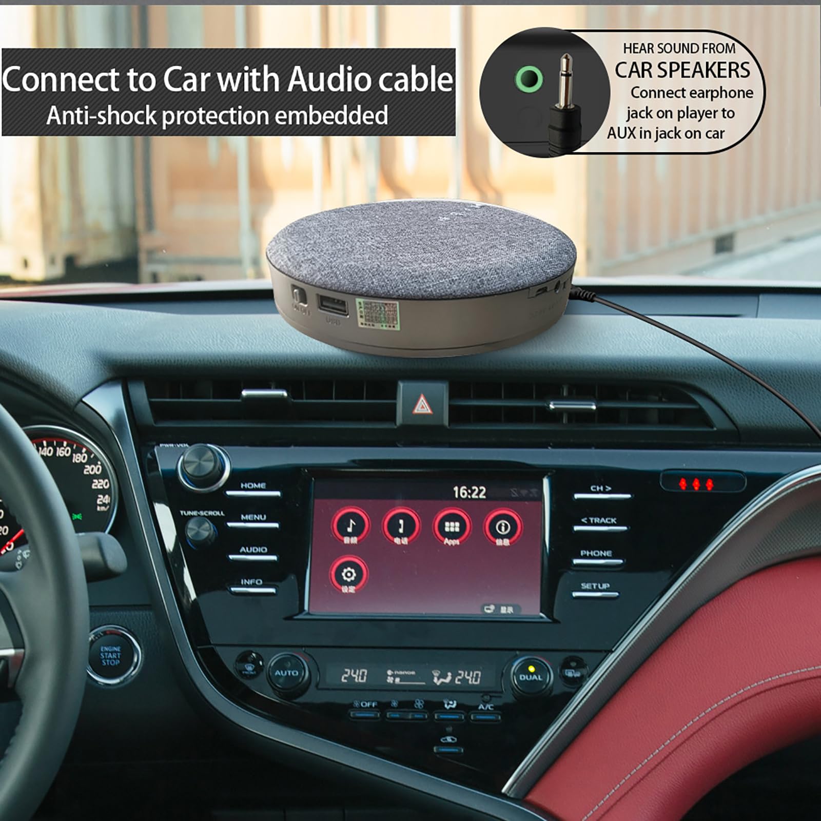 Reproductor CD Portátil, Altavoces Estéreo Bluetooth, Compatible Reproducción Disco U/Reproductor De MP3, Entrada/Salida Auxiliar, para Escuchar Tus Canciones Favoritas Cualquier Momento