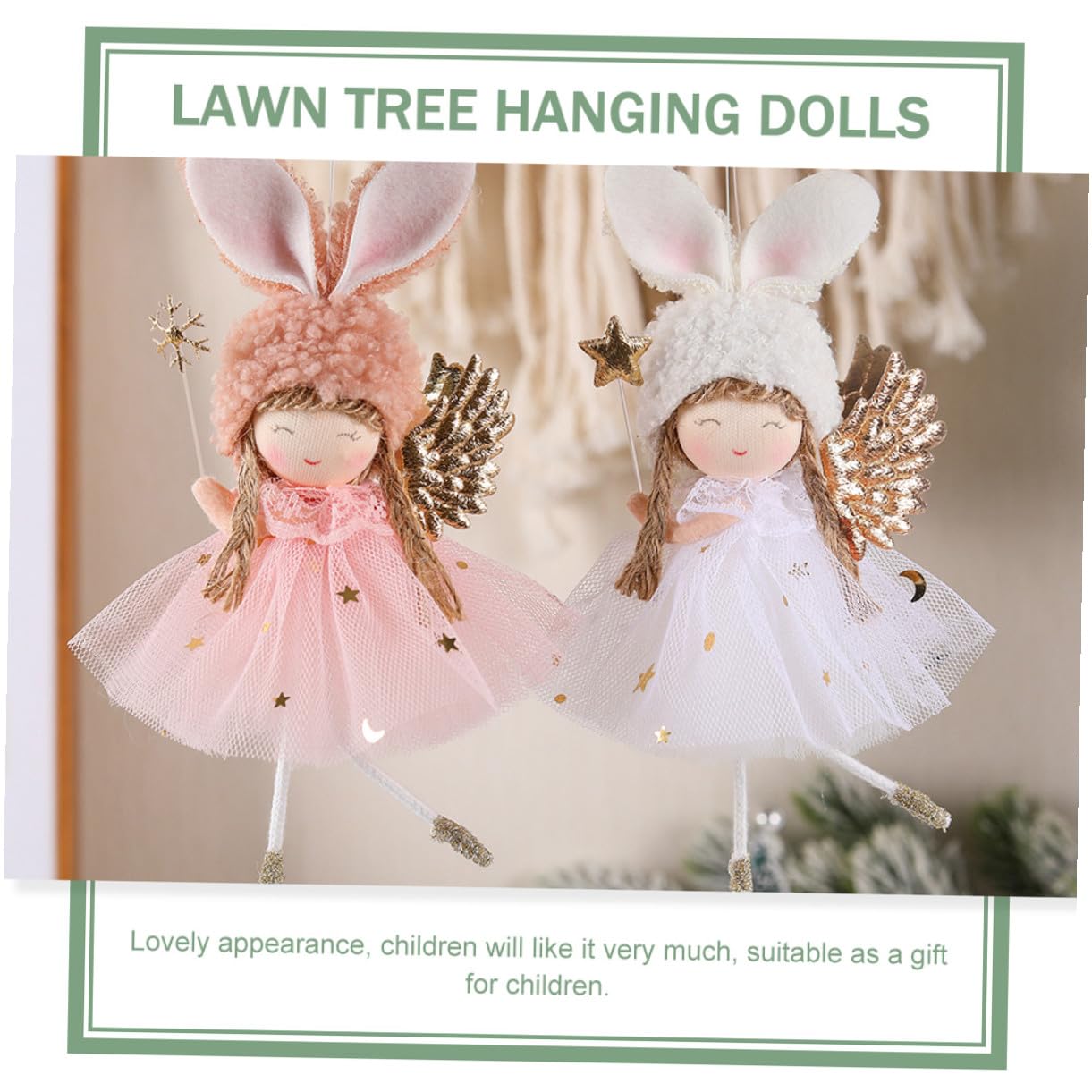 NUOBESTY Lot de 2 Décorations Suspendues d'ange pour Sapin de Noël Figurines Jupe en Tulle Rose Accessoires d'arbre Festifs Ornements Suspendus pour Décoration Intérieure et Extérieure
