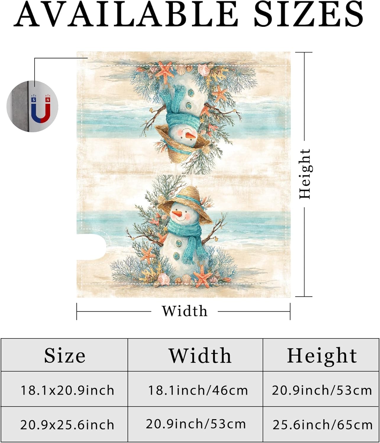 Snow Man Magnetic Mailbox Covers, Winter Coastal Starfish Seashell Winter Blue Mail Box Covering for Home Garden Decorations 18x21 Inch