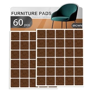 60 PCS Felt Furniture Pads, Chair Leg Floor Protectors, Furniture Sliders for Hardwood Floors, Cabinet Bumpers, Anti Scratch, Reduce Noise(Brown) - Amazon product rated Grade B