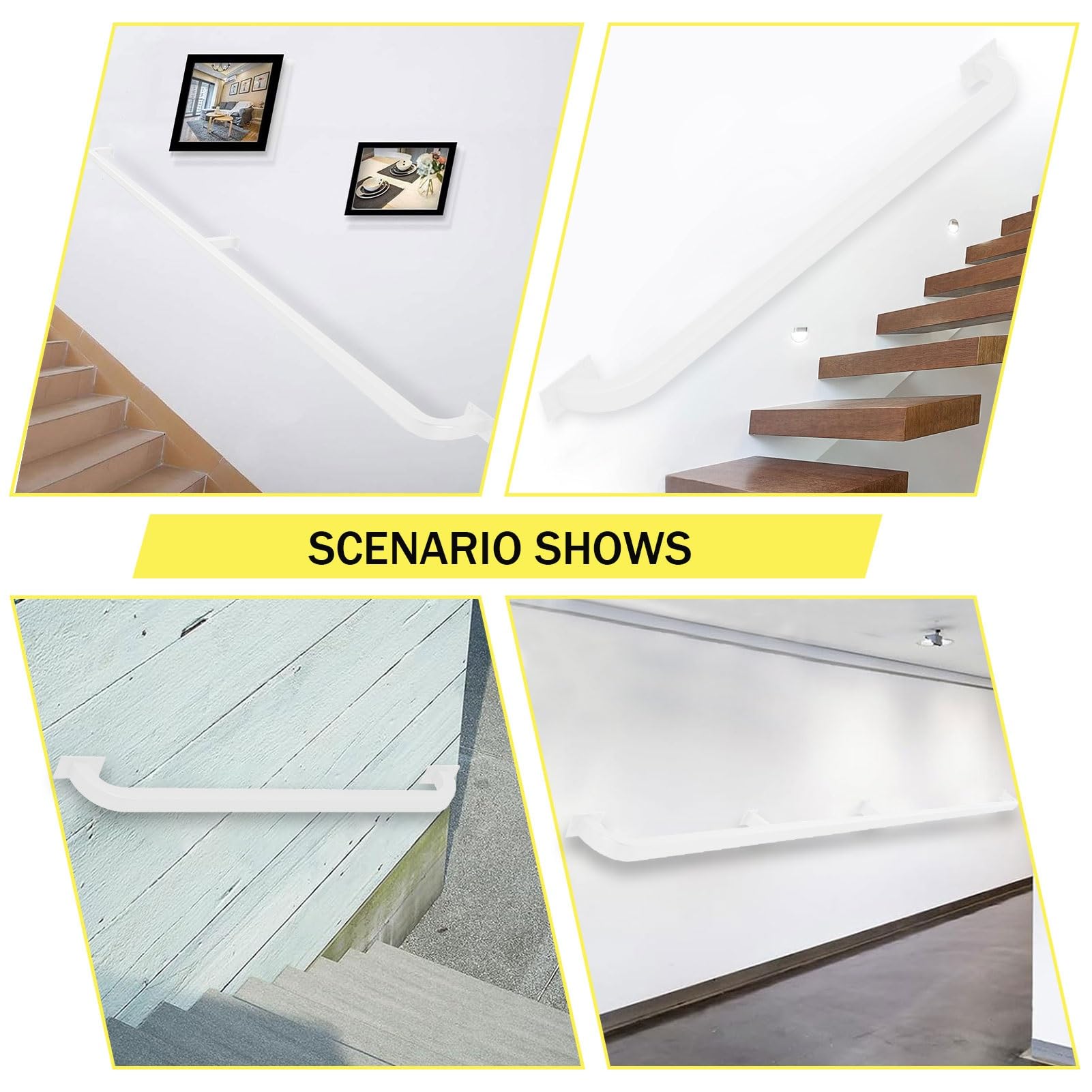 Amazon | ホワイト亜鉛メッキ工業用鉄手すり手すり、滑り止め安全階段