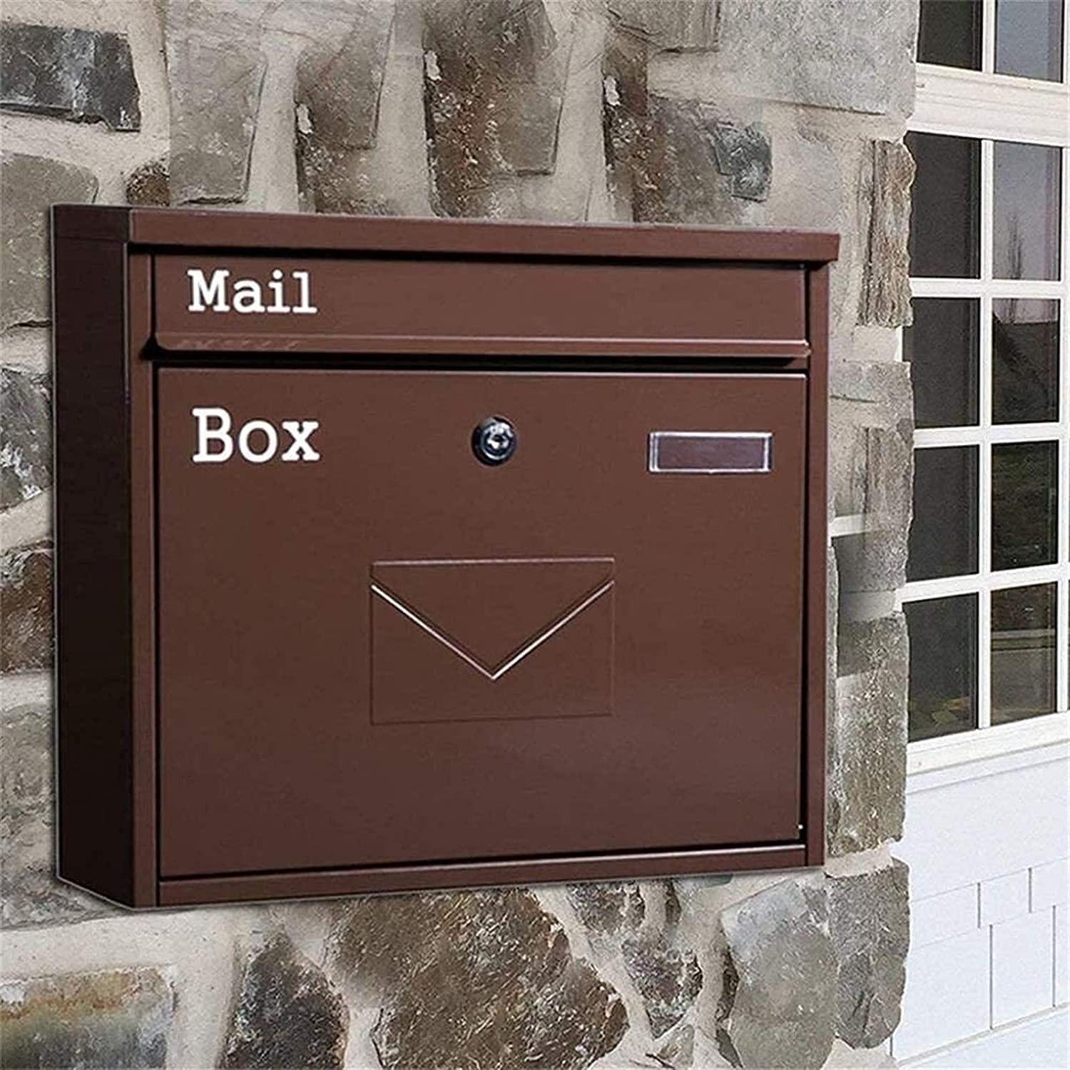 Postkasten Briefkasten Wandbriefkasten Outdoor Lock Mail Boxen Sicherheitsschlüssel Drop BoxBriefkasten Paketbox Drop Box 1113(Color:Brown)