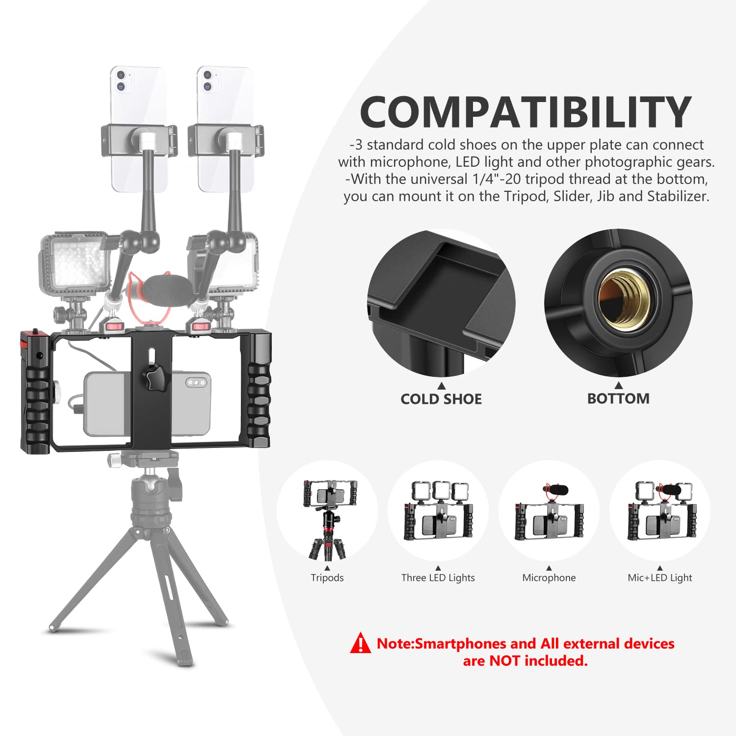 Stabilisateur Smartphone Hersmay Avec Filtre ND Variable 67mm - Pour Vlog, Live, Filmmaking, Compatible IPhone/Samsung