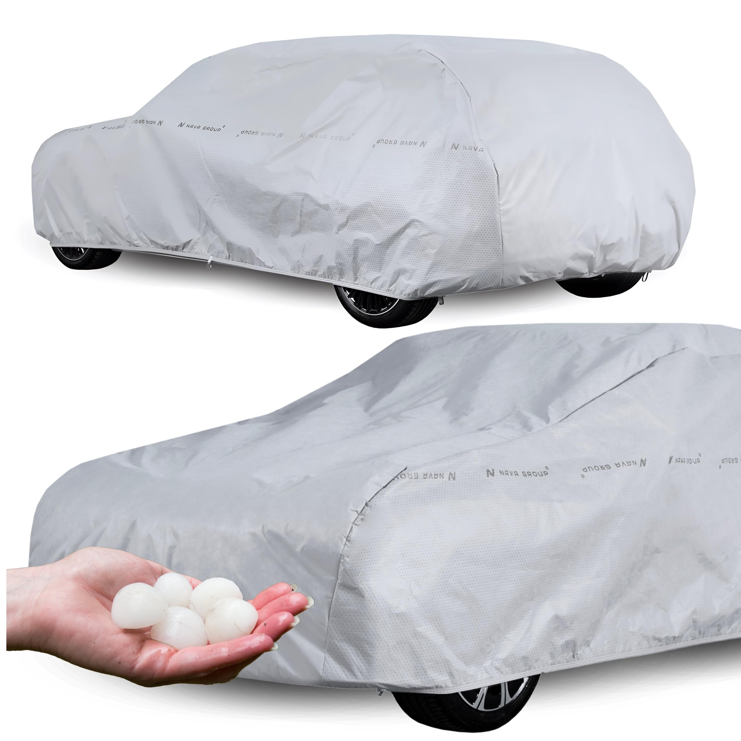 NAVA Groupe | Couverture de grêle | Bâche de grêle | Protection de carrosserie | Protection Contre la grêle | Toute l'année | Épaisseur : 14 mm 405-430 cm Compacte