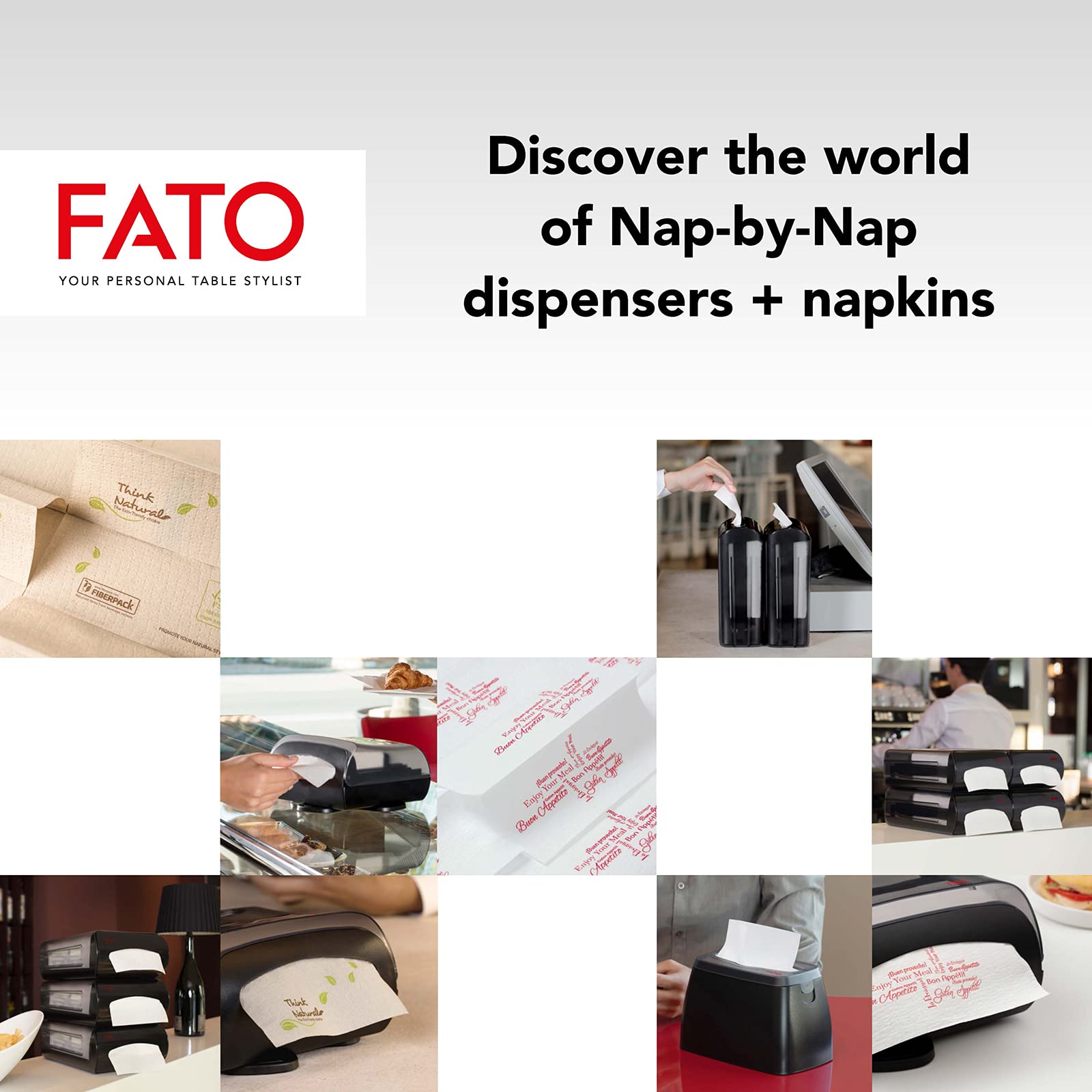 Fato - Dispensador de Servilletas Apilable Counter Mod para Servilletas Intercaladas 16x24, Sistema Nap-by-Nap, Uso sobre mesa o mostrador, ABS, Color Negro