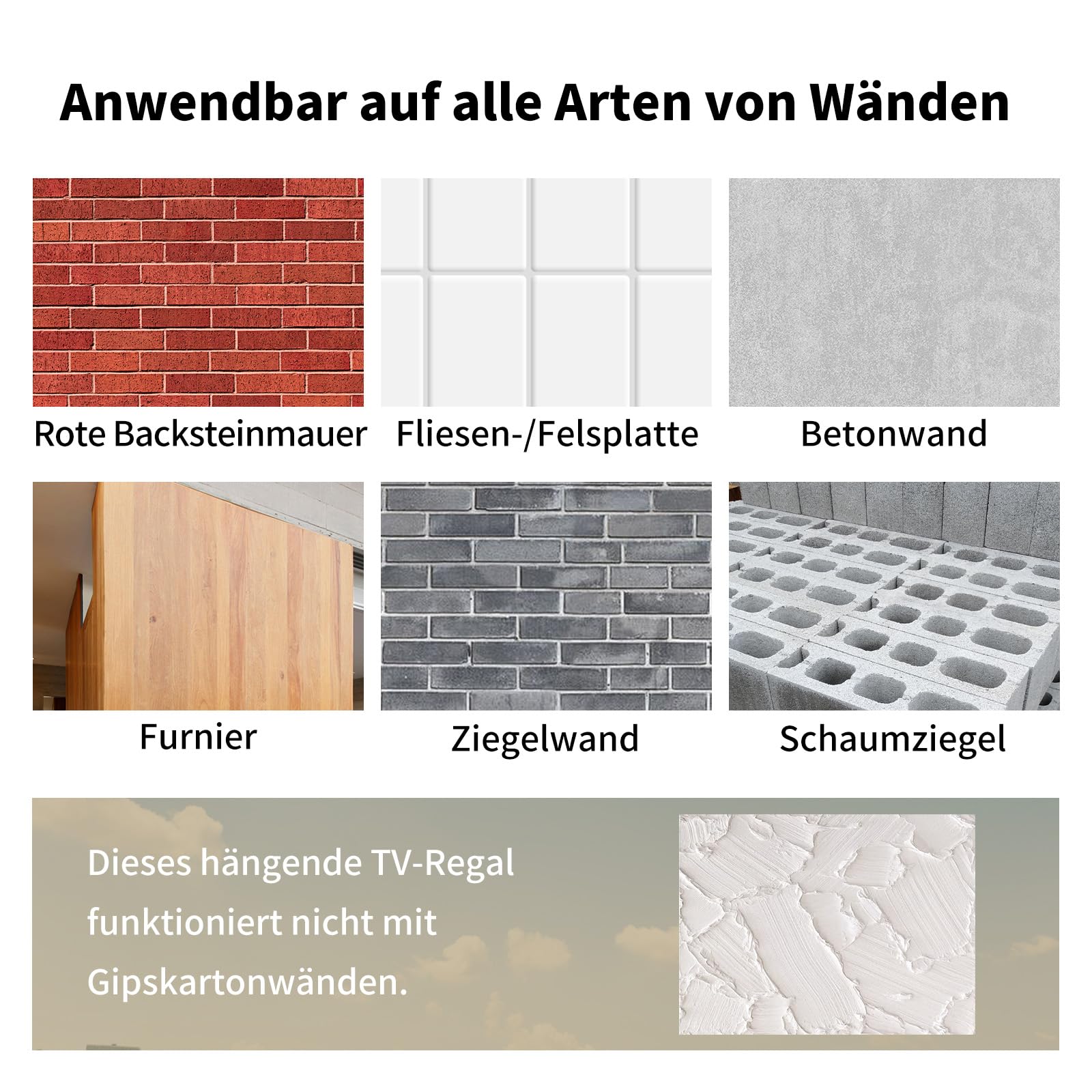 140CM Schwebender TV-Schrank, TV Board Hängend, Fernsehtisch, Lowboard, TV-Mediakonsolle, TV-Regale, Modern mit Großem Stauraum für Wohnzimmer, Unterhaltungsraum, Schlafzimmer (Schwarz)
