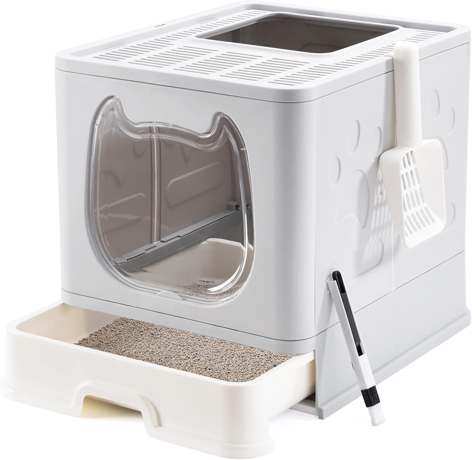 Foldable Covered Cat Litter Box with Drawer-Type Kuwait Ubuy