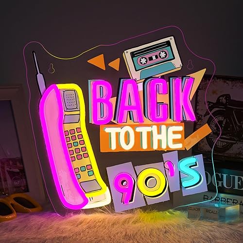 Looklight Letrero de neón de los años 90, luces de neón dimmale para decoración de pared, luces LED para bar, hombre, cueva, club, fiesta,