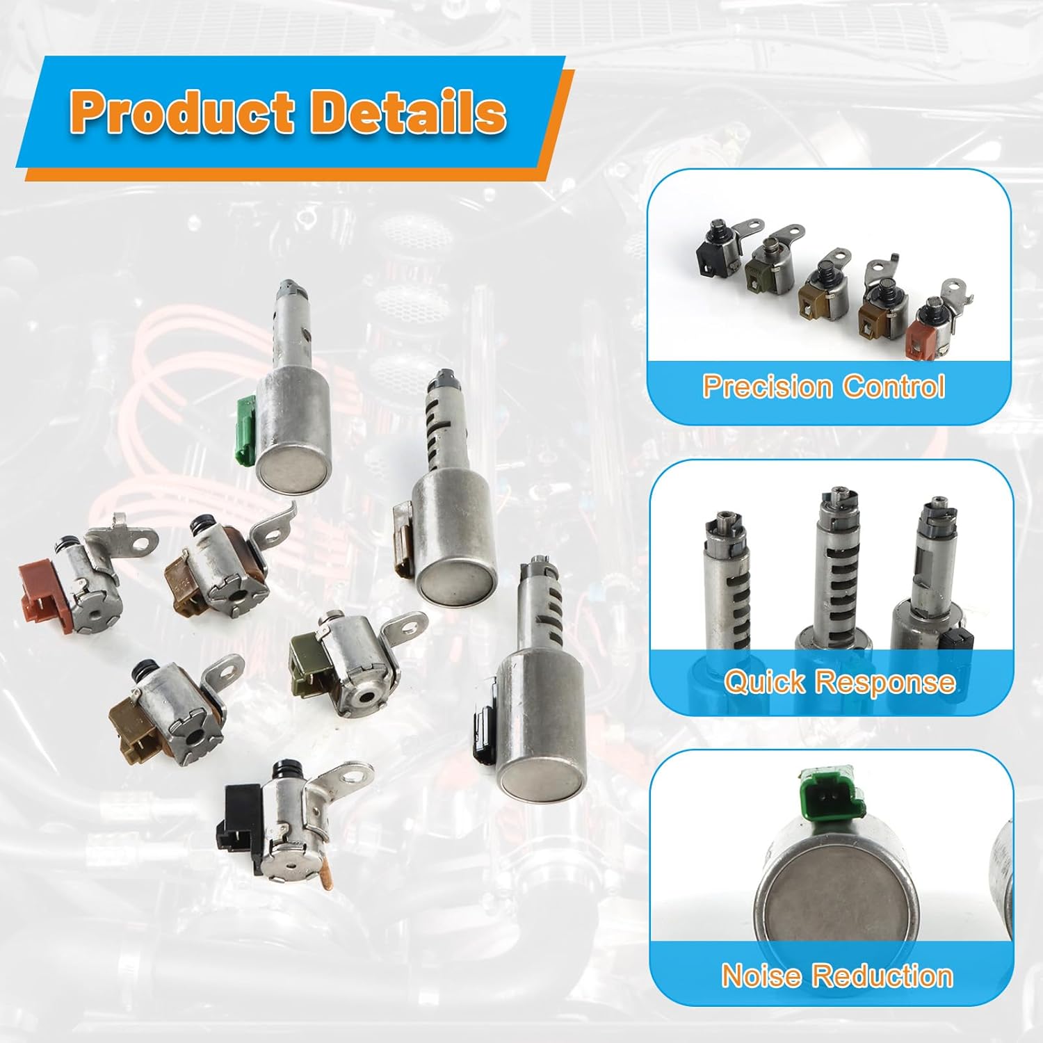 8pcs AW55-50SN AF33-5 RE5F22A Transmission Solenoid Set For 2003-2004 Saturn 2002-2008 Lancia Thesis 2004-2008 Maxima Quest Saab 9-3 Volvo S60 V70 Nissan Maxima Replace OE Direct Fit