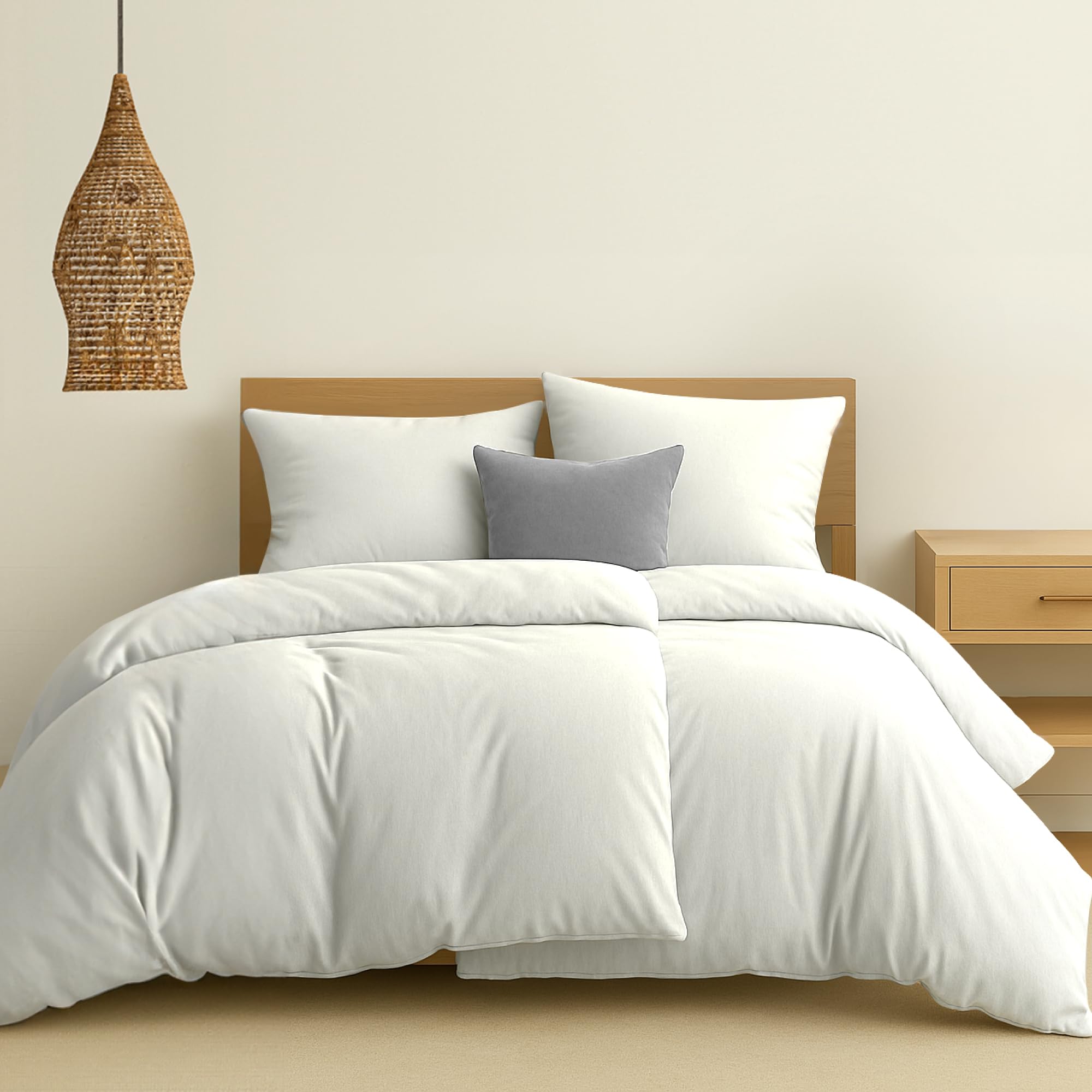 Zestaw pościeli Dreamzie 135x200 ze wzmocnionej bawełny - Biały - 2x poszwa na kołdrę 135x200 i 2x poszewka na poduszkę 80x80 cm - Certyfikat Oeko-Tex - 4 sztuki