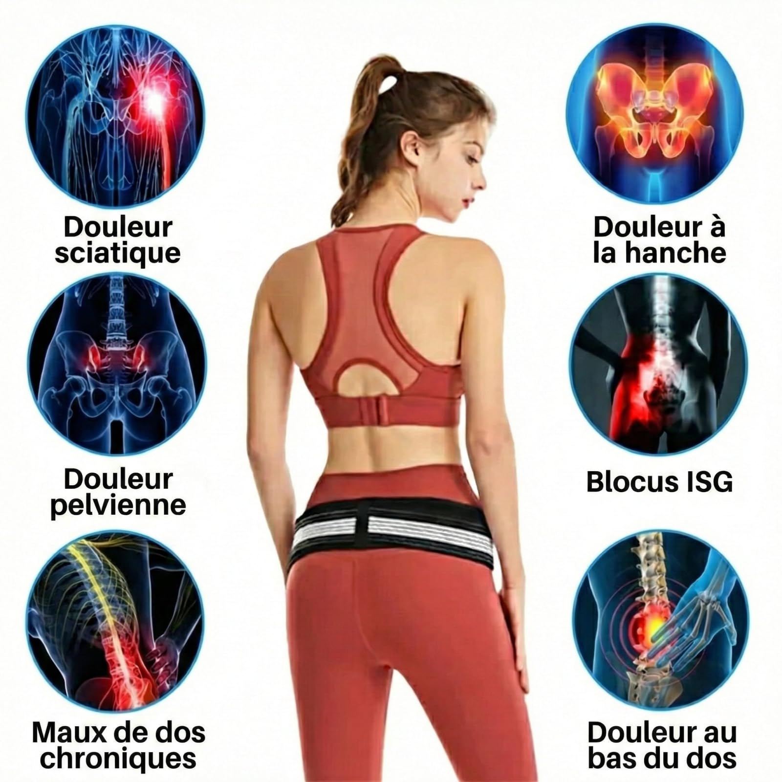 MEIION Ceinture,Bande Abdominale Pelvienne,Soutien Articulation Sacro-iliaque Unisexe,Tissu Respirable Réglable,pour Récupération Post-Partum et Soutien Lombaire