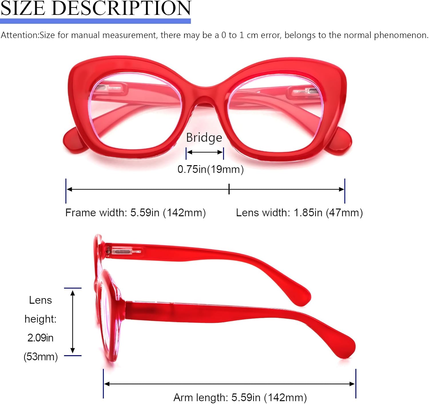 REAVEE 3 Pack Oversized Cat Eye Reading Glasses for Women men Thick Frame, Blue Light Blocking Readers Stylish Large Eyewear - Image 4
