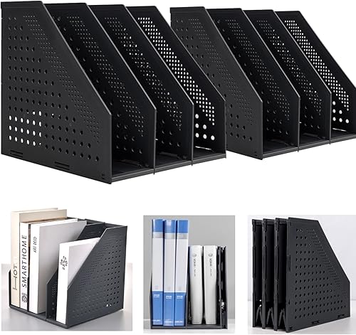 Miniatura 8 de Marte Vanci Revistero plegable de 4 compartimentos para escritorio, divisores de archivos resistentes ajustables y resistentes para gabinete de