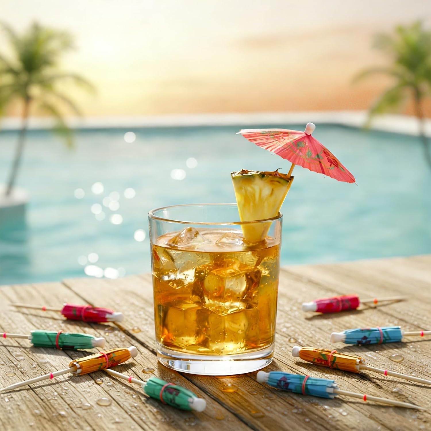 500 Pack Paper Drink Umbrellas, Mini Cocktail Umbrellas with Picks and Toothpicks, Drink Toppers for Luau Hawaiian Tiki Party Decorations