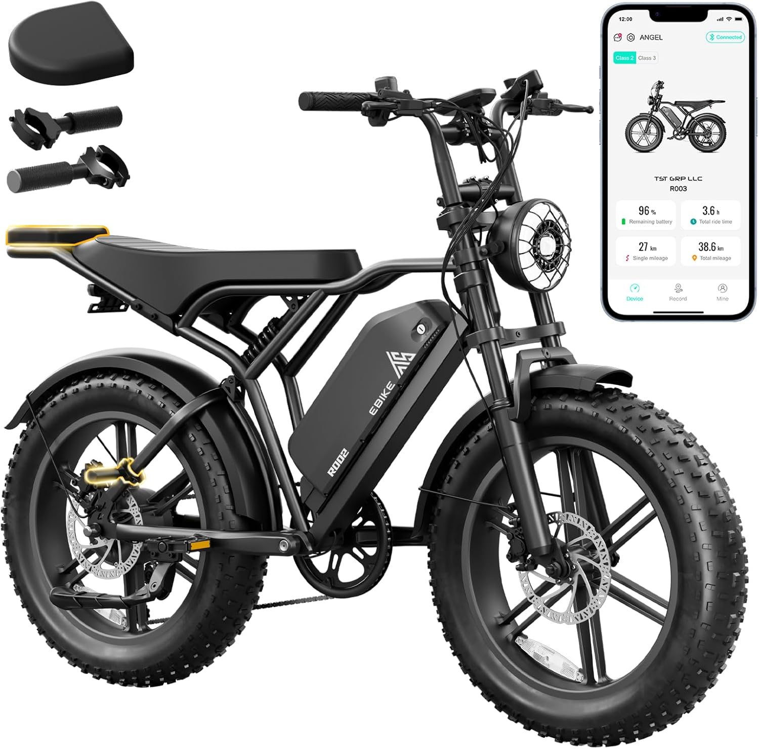 Product image of TST Electric Bike for Adults, 1500W Peak Brushless Motor 28 MPH 60 Miles/110 Miles Fat Tire E Bike with 48V 15Ah/ 25Ah Removable Battery 20" Electric Dirt Bike Hydraulic Suspension and 7-Speed