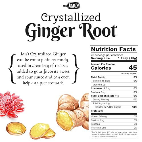 Miniatura 2 de Trozos de jengibre cristalizado (4 oz) - Caramelos masticables de jengibre confitado - Ideal para hornear, bocadillos y náuseas de IAN's