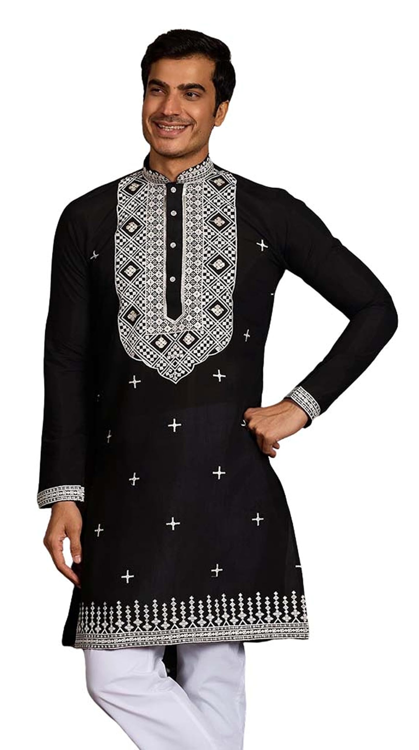 Men's Embroidered Silk Kurta || Only Kurta (03-MK)-image-38