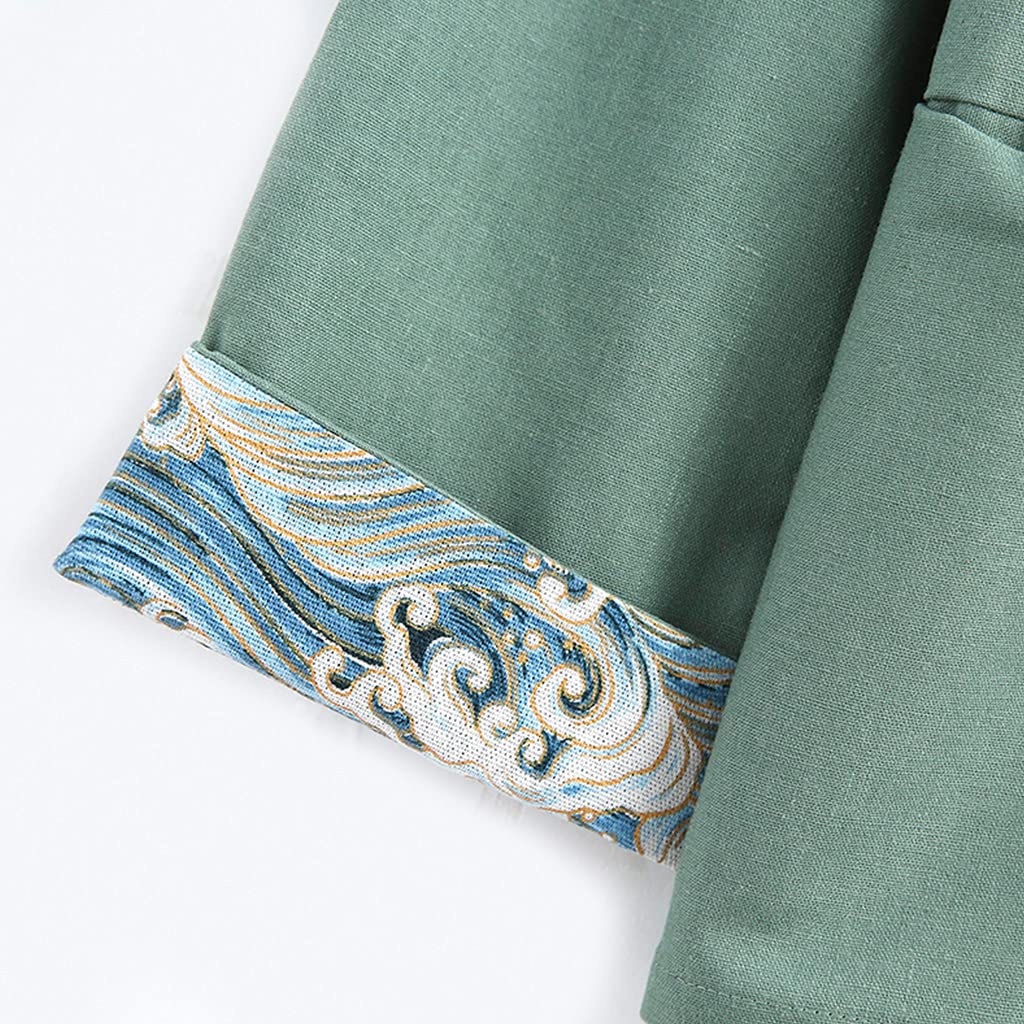 ZHOUXIAO Biancheria Unisex Tang Tang Suita Cinese Tradizionale Manica Lunga Kung Fu Camicia da Uomo Kung Fu Giacca Kung Fu, Biancheria di Cotone Tai Chi Uniform Uniforme, Han Blue-L