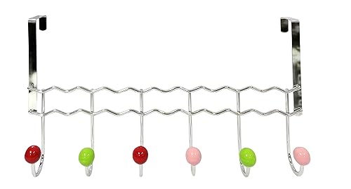 Uniware Perchero para colgar sobre la puerta (6 ganchos con puntas de bola de cerámica)