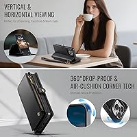 Vista 5 de Defencase Funda magnética tipo cartera para iPhone 13 Pro Max compatible con Magsafe con bloqueo RFID, correa con cremallera, tarjetero