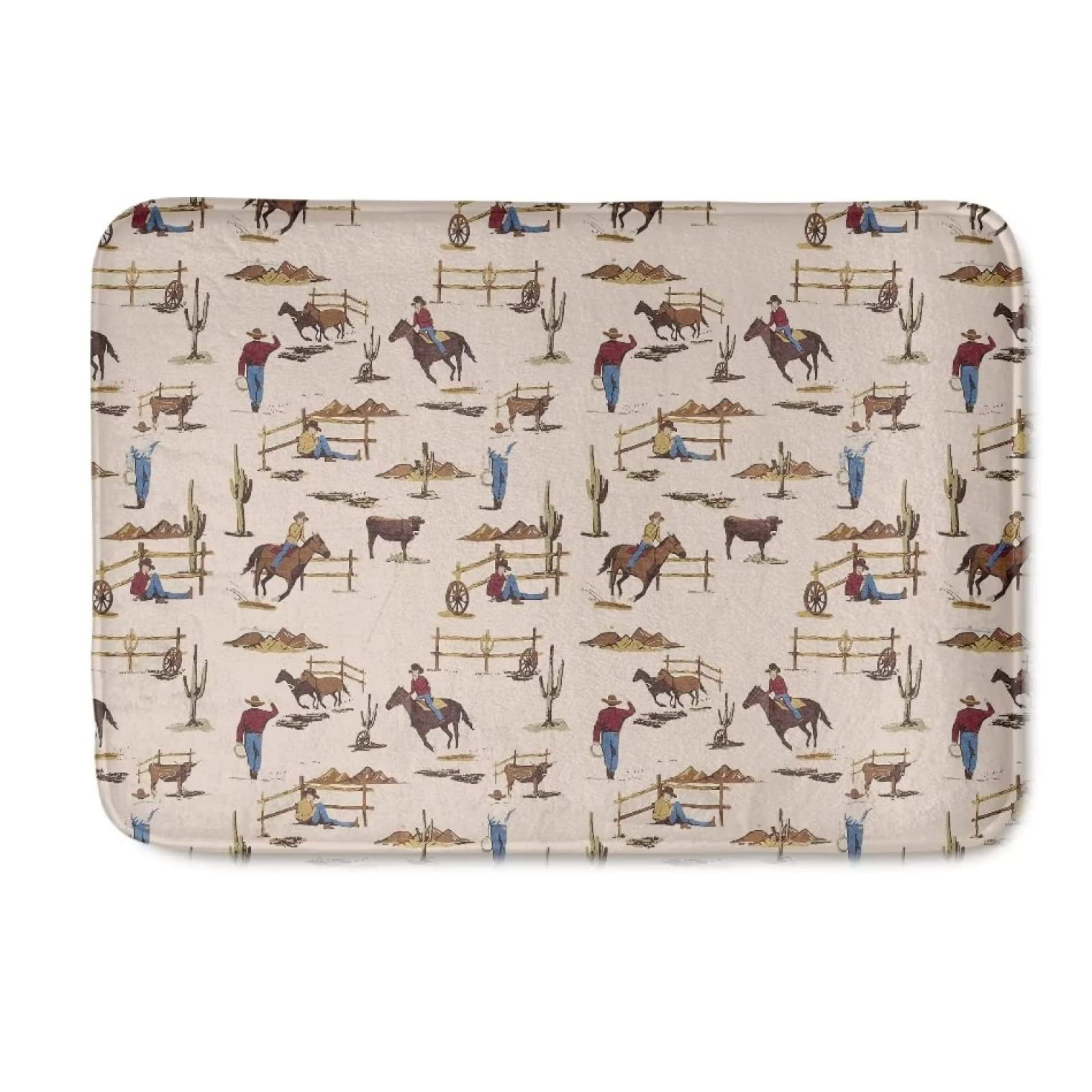 Ensound Cowboy Horse Funny Welcome Mat Non-Slip and Washable Doormat Novelty Decoration Door Rugs for Indoor Outdoor Bathroom 24X16 Inch