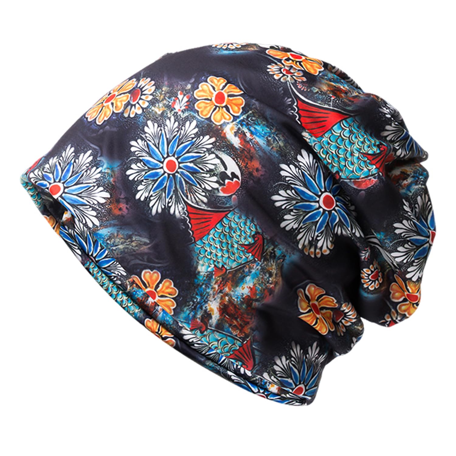 Wufgwbd Unisex Black 1 Piece Summer Thin Pullover Hat, British Ladies Hat, Ladies Hat Summer, Summer Beanie, Floral Lightweight Loose Hat