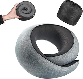 Travel Pillow, 100% Pure Memory Foam Neck Pillow for Airplanes, Comfortable Breathable Cover, Travel