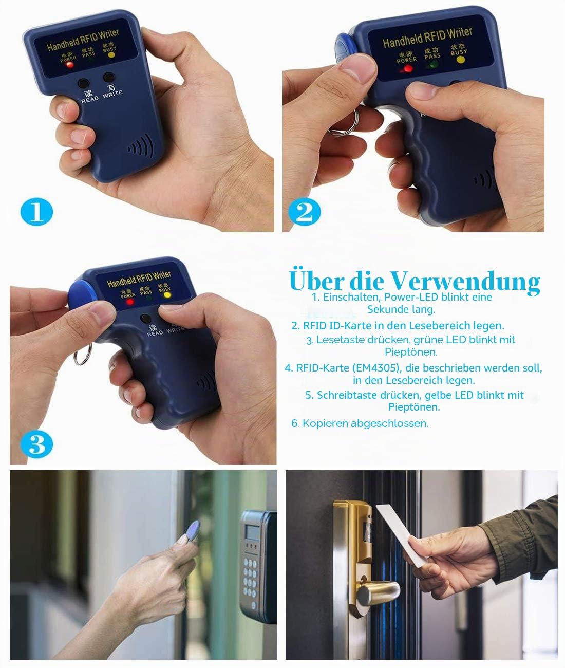 HERNAS 100 Stück 125 kHz RFID-Schlüsselanhänger-Zugangskontrollkarte, hochwertige ABS-Elektroschlossschlüssel, EM4100-Karte, ISO14443A-konform, schreibgeschützt
