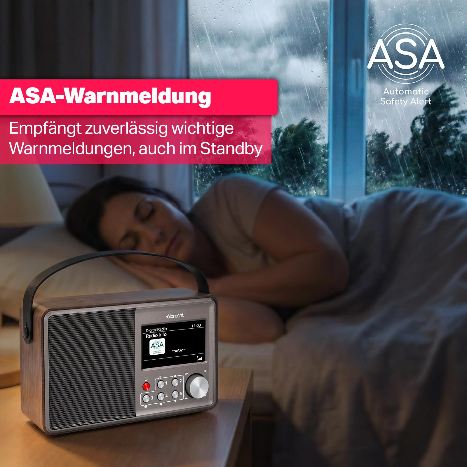Albrecht DR 862 tragbares DAB+ & UKW Radio, Komfortmodus, Musik-Streaming | Seniorenfreundliches Digitalradio mit einfacher Bedienung, 4,3 Zoll großes Farbdisplay, Akku- oder Netzbetrieb, 15h Akku