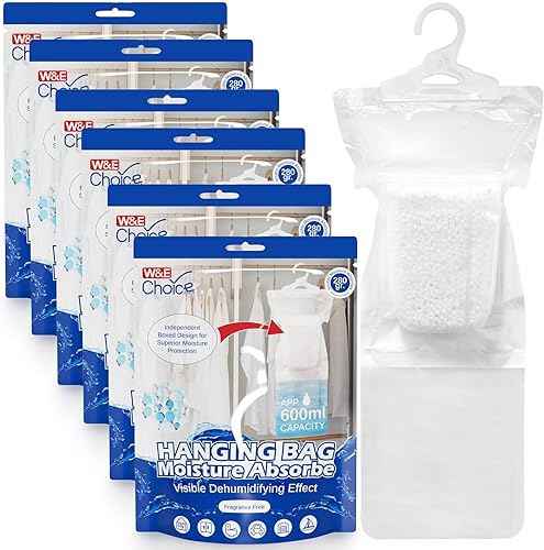 Miniatura 1 de W&E Choice Bolsa colgante absorbente de humedad para tu armario, bolsas deshumidificadoras para baño, paquetes de humedad sin fragancia, paquete de