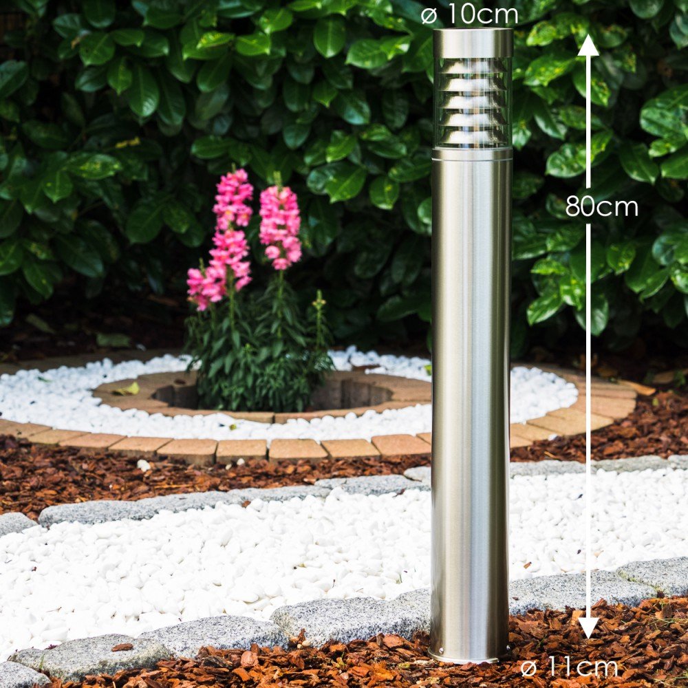 Lampada Da Esterno Piantana Lampada Da Giardino Lampada A Colonna Illuminazione Ingresso Giardino Ip44 Acciaio Inox Silver Opale 1x Attacco E27 Dxh 127x110 Cm 72874238