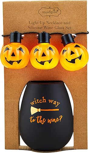 Miniatura 5 de Mud Pie Juego de copas de vino de Halloween iluminadas, Rise and Wine, 3" x 3 12