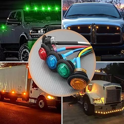 Miniatura 6 de 10 luces laterales LED para camión, 12 V redondas de 34 pulgadas, indicador de señal de advertencia nocturna, luz de separación de marcador lateral