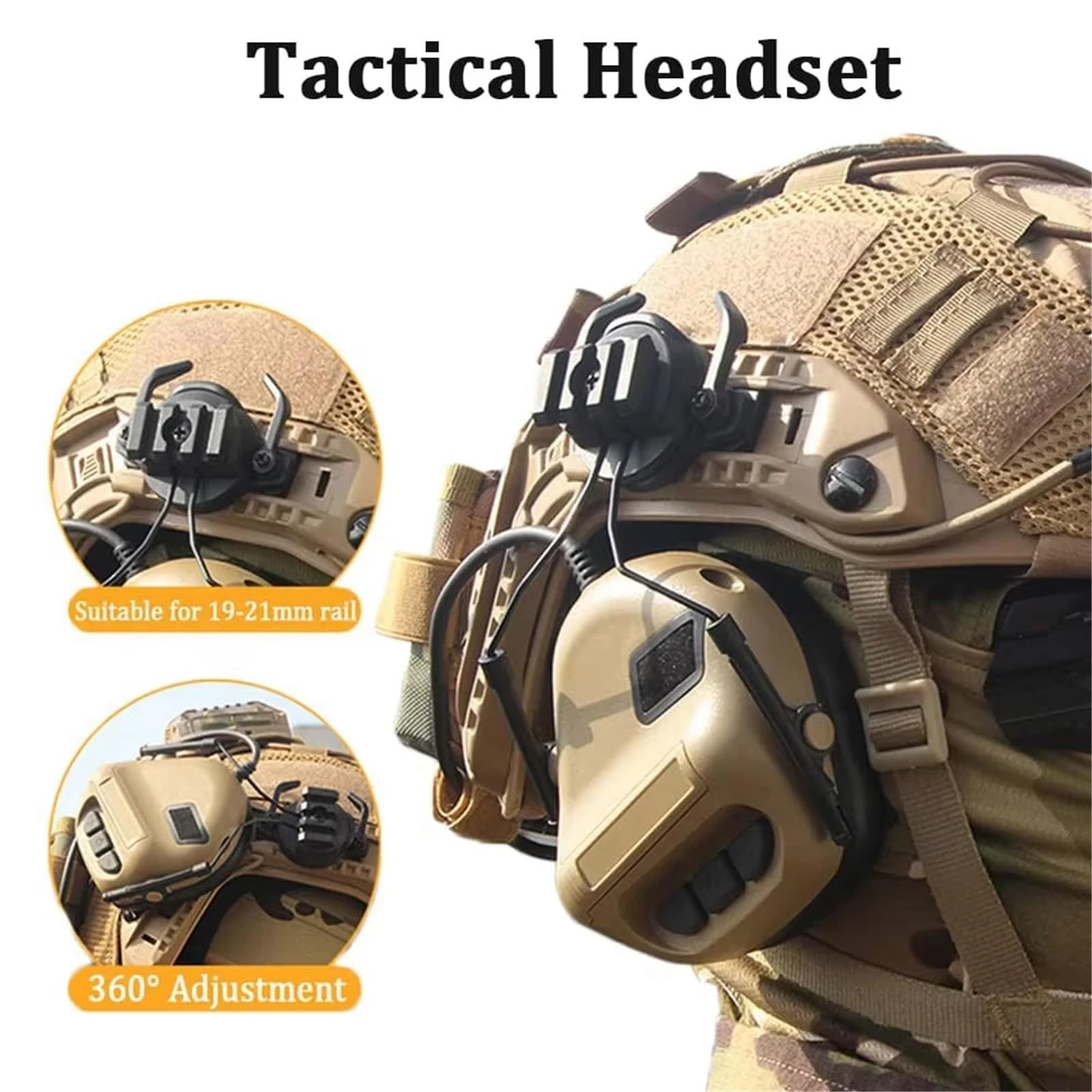Set di casco tattico Airsoft Fast con cuffie tattiche, casco Airsoft in rete tagliata, copertura mimetica, equipaggiamento protettivo da caccia e combattimento