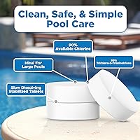 Vista 6 de C3 Pestañas de cloro estabilizadas de 3 pulgadas para piscinas Fácil de usar para piscinas sobre el suelo o enterradas Tabletas de cloro
