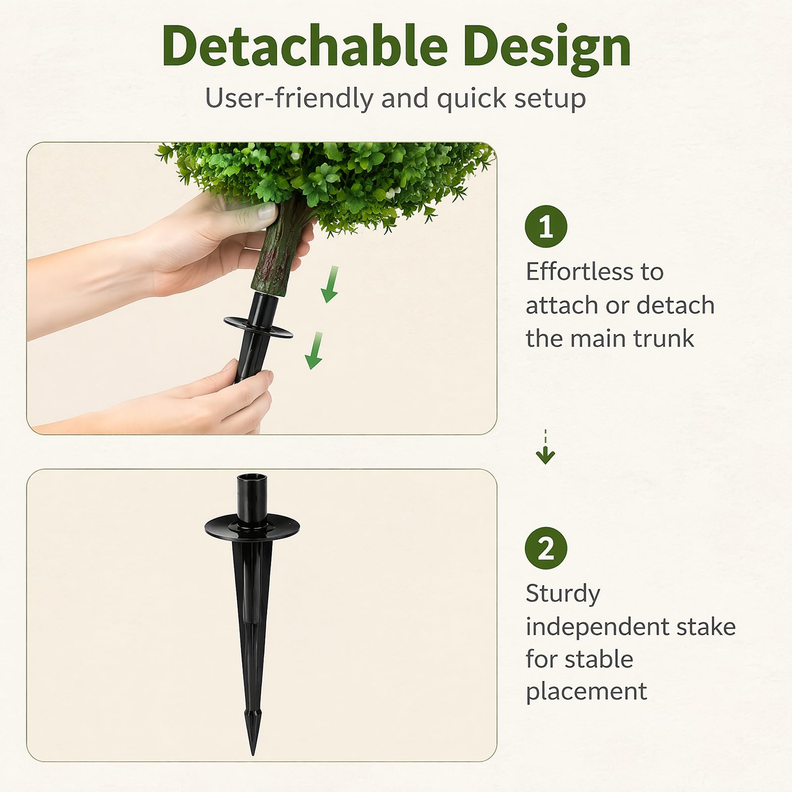 2er Set Buchsbaum Künstlich 61cm, Künstliche Buchsbaumkugel mit Erdspieß, Plastic Plants, Künstliche Pflanzen Plastik Wie Echt für Wohnzimmer Schlafzimmer Büro Garten Deko (Mit Früchte)