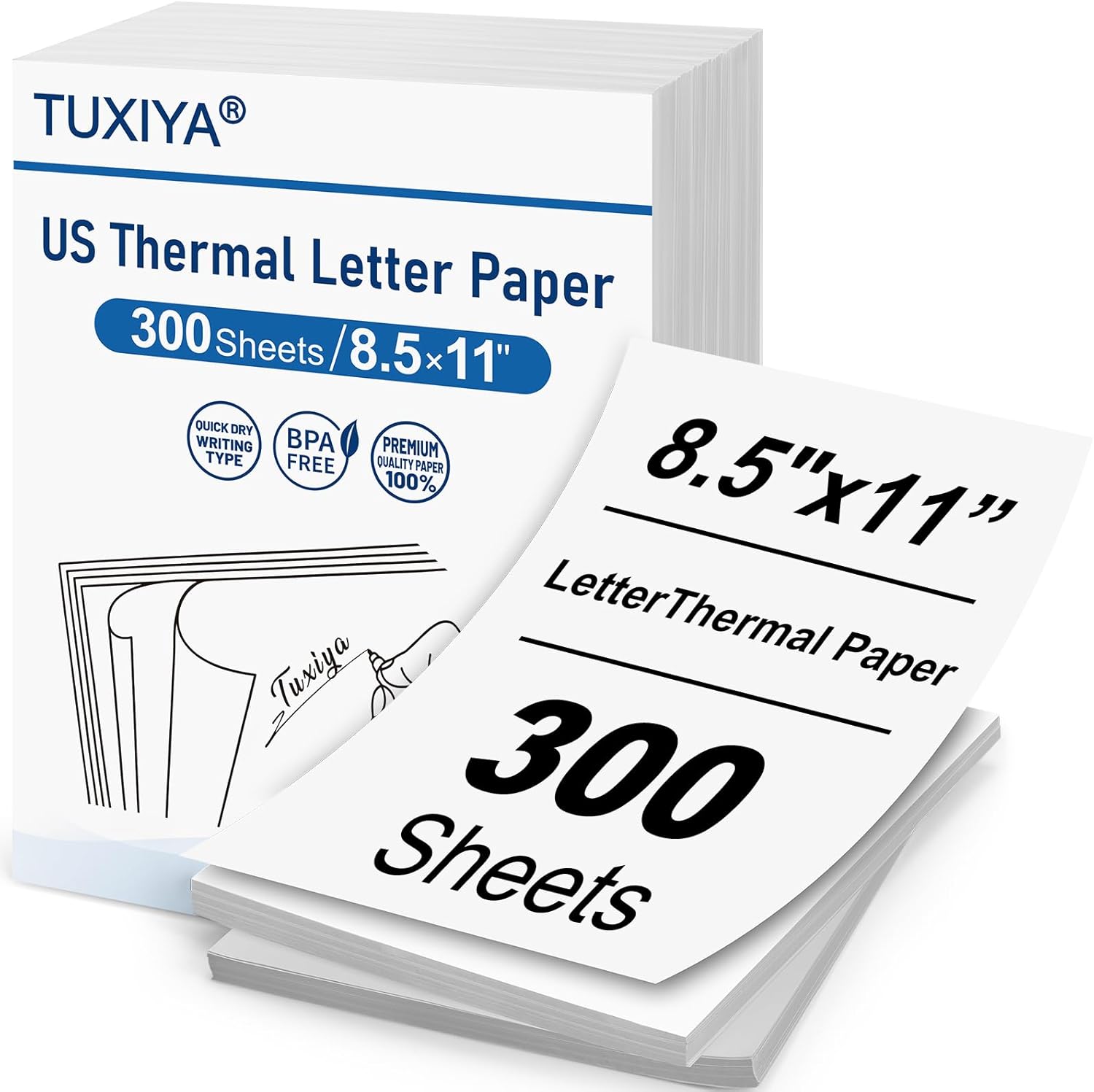 TUXIYA 500 Sheets Thermal Printer Paper 8.5 x 11 Inch,BPA free Advanced Thermal Printing, US Letter Size Thermal Paper Compatible Most Portable Printers