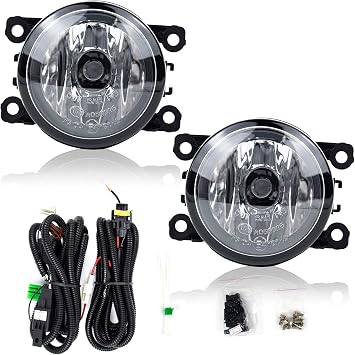 Fog Light Set for 2006-2014 Suzuki Grand Vitara/ SX4 4DR Sedan/Alto/Acura/HD/FD/etc 4F9Z15200AA Clear Lens w/Wiring Harness& Switch Halogen Bulbs Universal FL7116