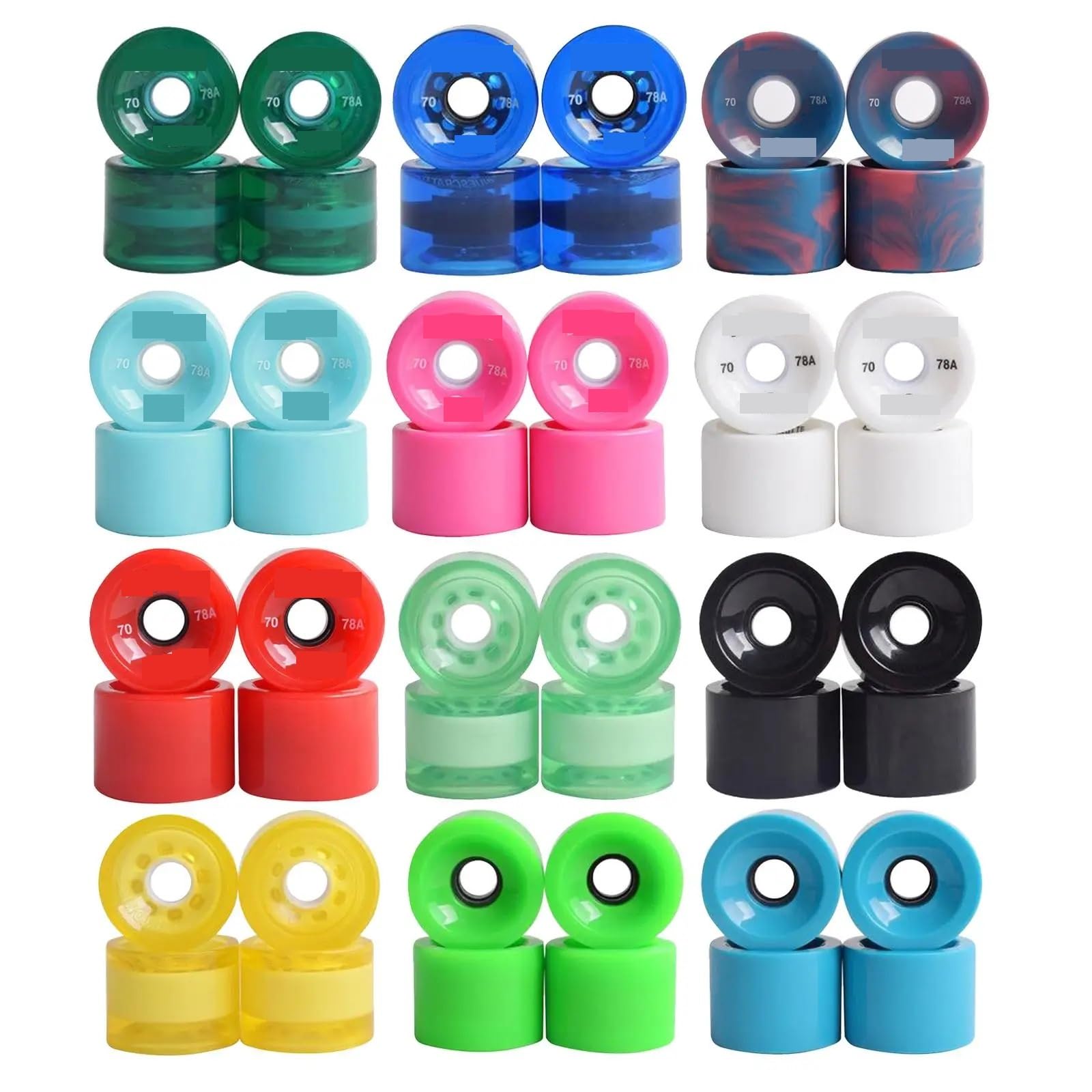 Ruedas para Patines Exterior/Interior 4Pcs Indoor Outdoor Roller Skate Wheels Skateboard Wheels PU Roller Skateboard Repair Parts