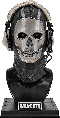Call of Duty Estatua de busto fantasma estatua de busto de 8 pulgadas que incluye máscara, auriculares decorativos y soporte de exhibición con peso