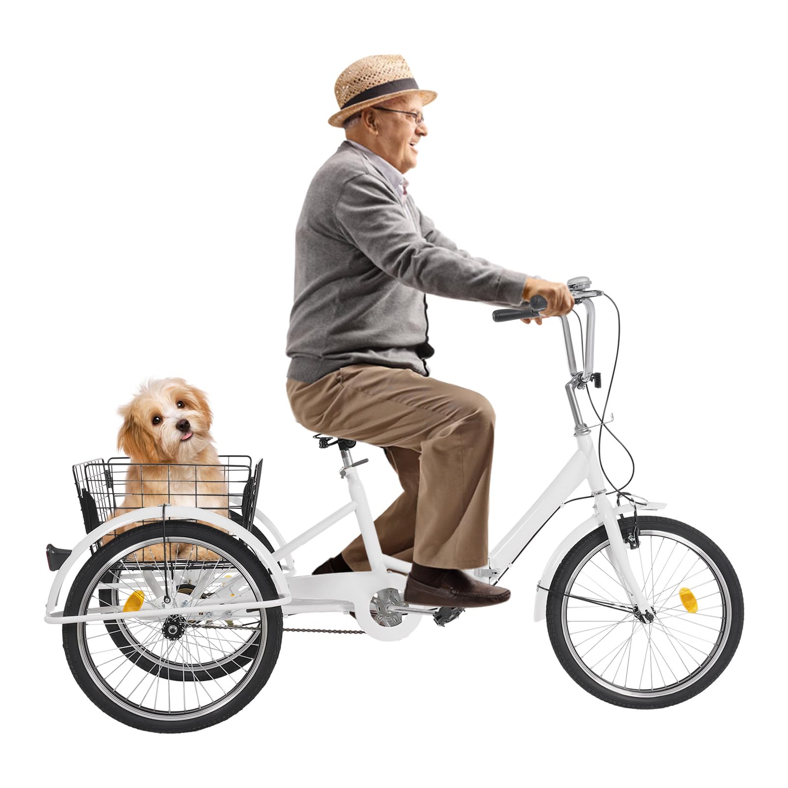 Triciclo pieghevole da 20 pollici, triciclo per adulti, Triciclo per adulti con cestino, per diverse strade