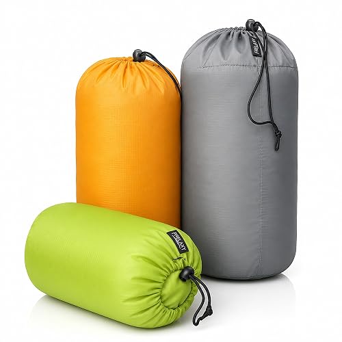 Frelaxy Stuff Sack Set 3-Pack 3L 5L 9L Ultralight Ditty Bags with Dust Flap