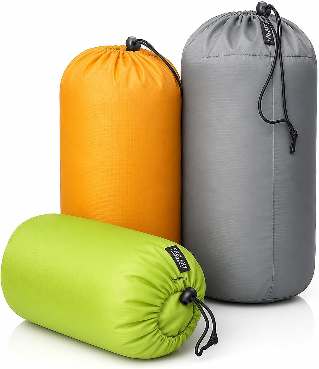 Frelaxy Stuff Sack Set 3-Pack (3L&5L&9L), Ultralight Ditty Bags with Dust Flap for Traveling Hiking Backpacking …