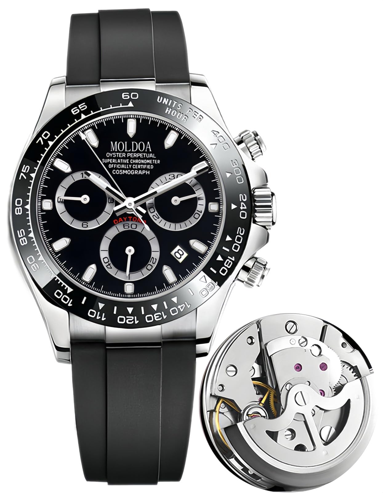 MASTOPPagani Design Daytona Homage Men's Watch Panda Analog Quartz Japan Movement Chronograph Luxury Wrist Watch Business Waterproof Silicone Strap Sports Pagani Watches for Men