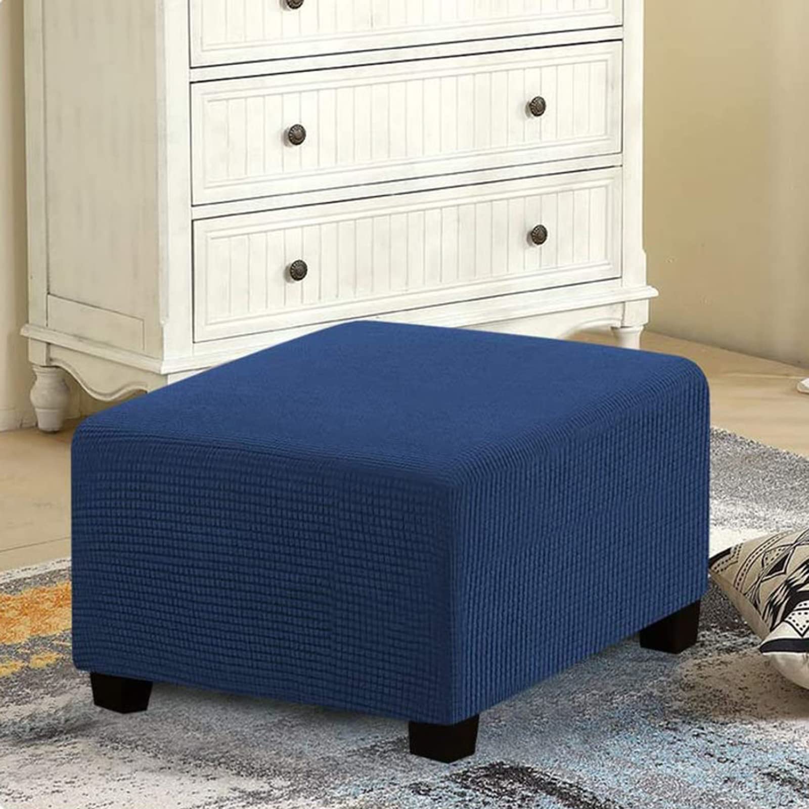 1 pezzo/2 pezzi Copri poggiapiedi quadrato in jacquard elasticizzato a