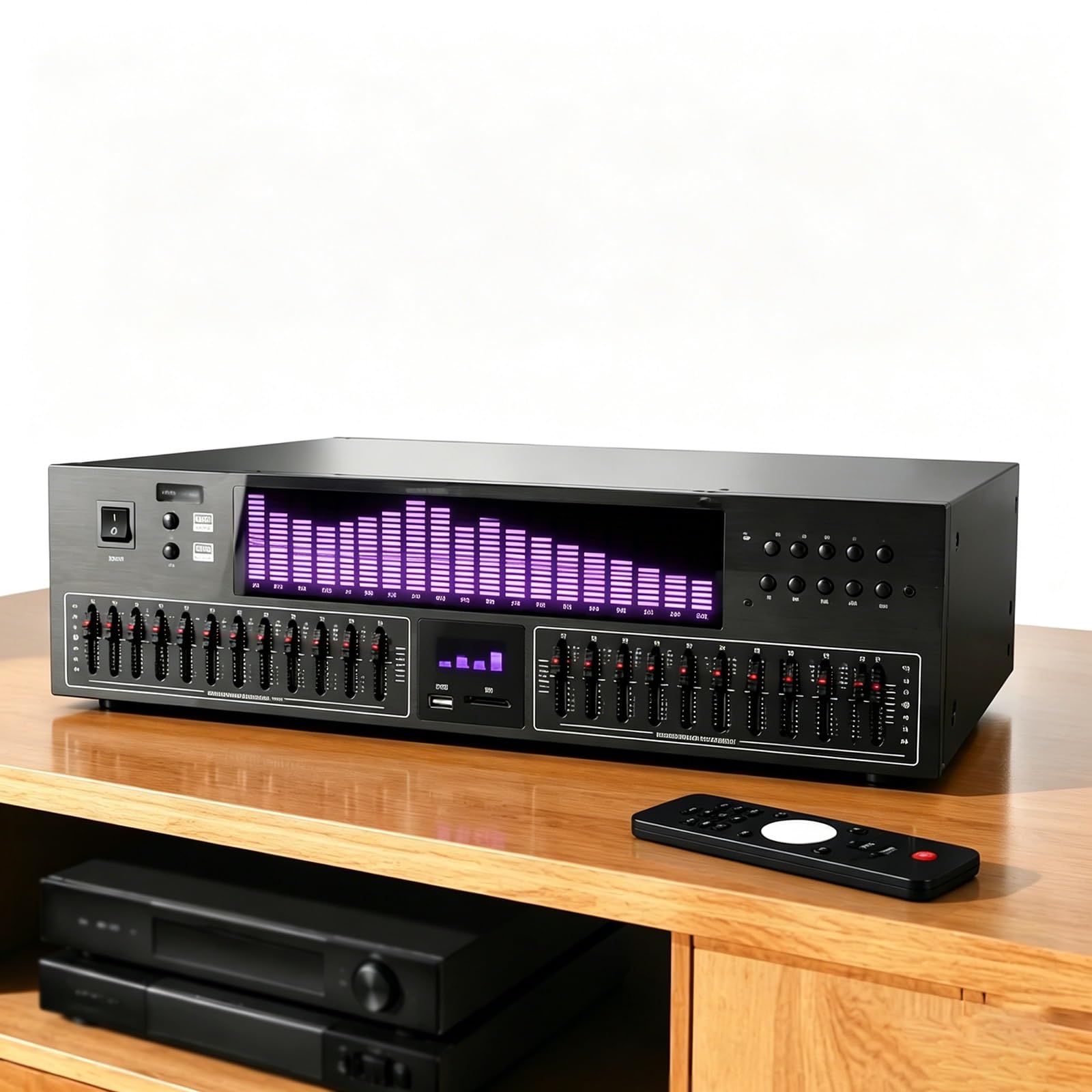 20-pasmowy Stereofoniczny Korektor Graficzny, Cyfrowy Przedwzmacniacz Procesora Audio Z Analizatorem Widma LED, System Dostrajania Korektora Dźwięku Domowego Audio Do Studia, Nagrywania I